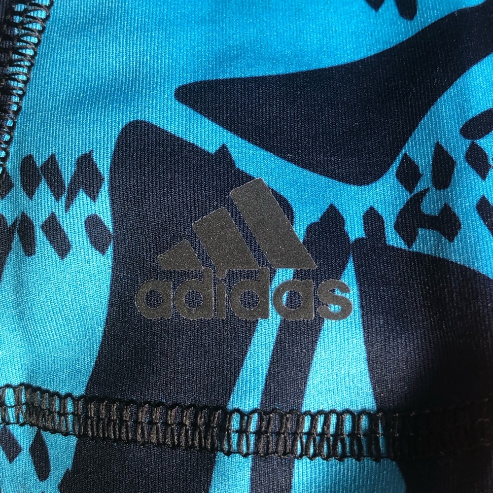 Adidas Optime Superher Training 7/8 Leggings Blue Floral Size Medium —#030 - Picture 9 of 11